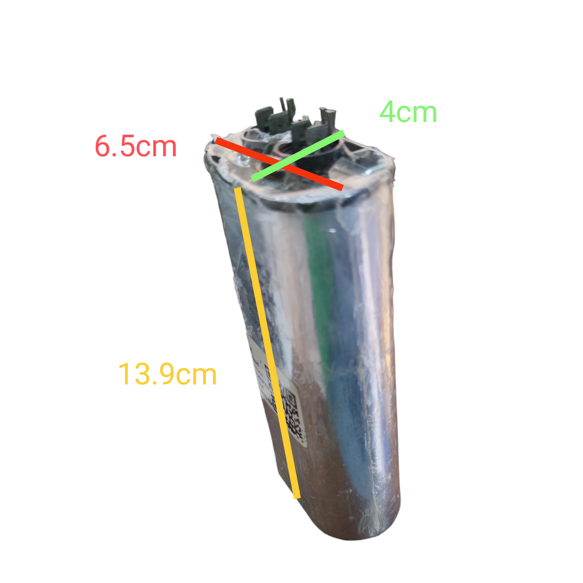 GE vintage dielektrol capacitor 25uf 370vac with dimensions of 13.9cm height and 4cm width