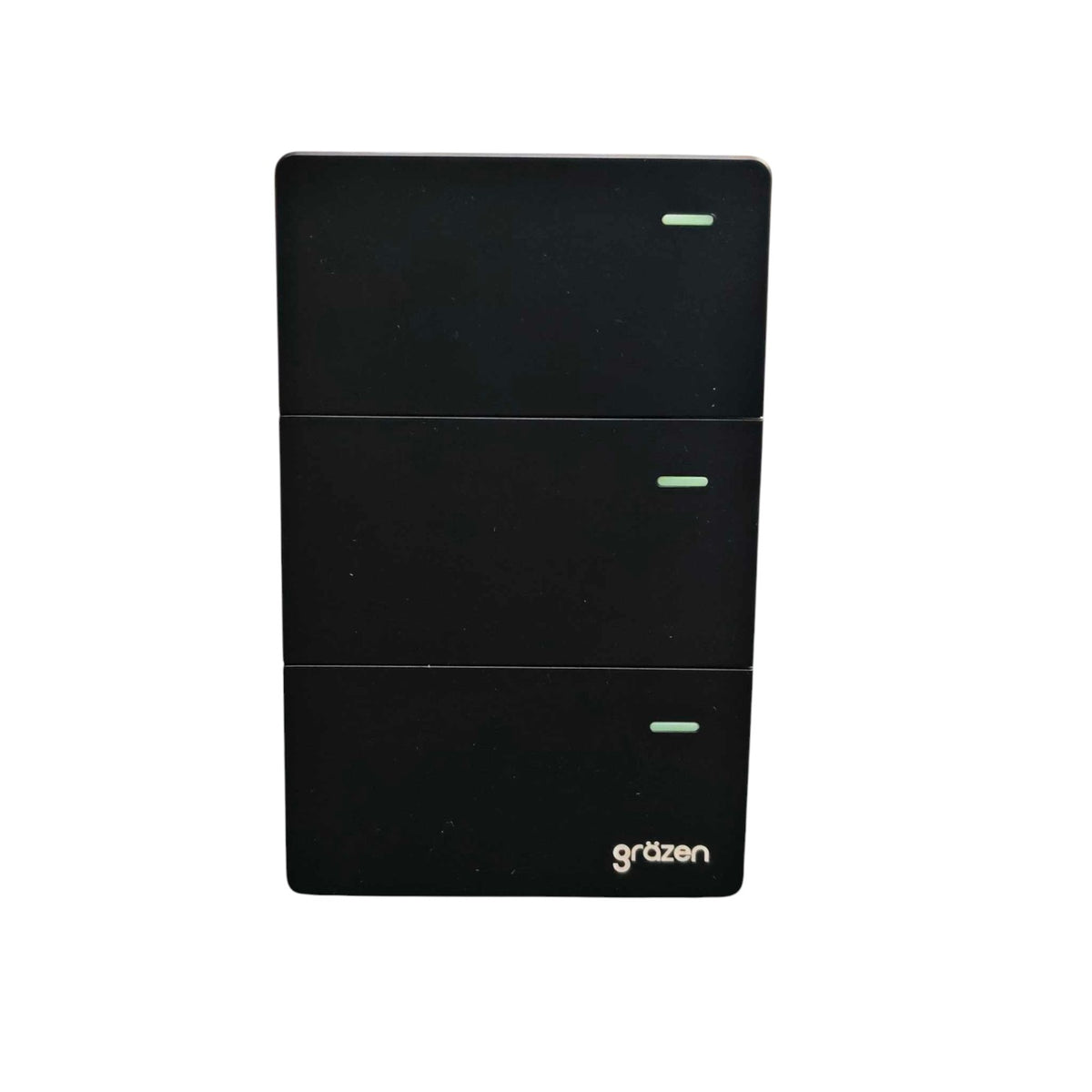A black three-drawer drawer-style power bank or electronic device with a small green LED indicator on each drawer and a white 'grtizen' logo at the bottom, shown against a plain white background.