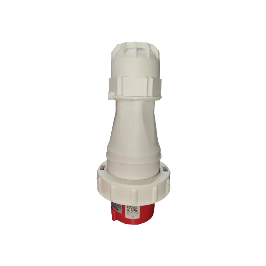 White plastic fitting with a red base on a white background