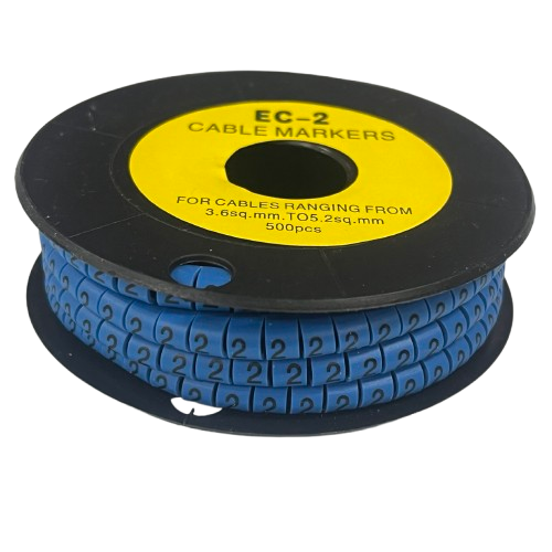 Grippes (2) Cable Marker 3.6mm to 5.2mm Color Blue 1roll 500pcs EC-2B