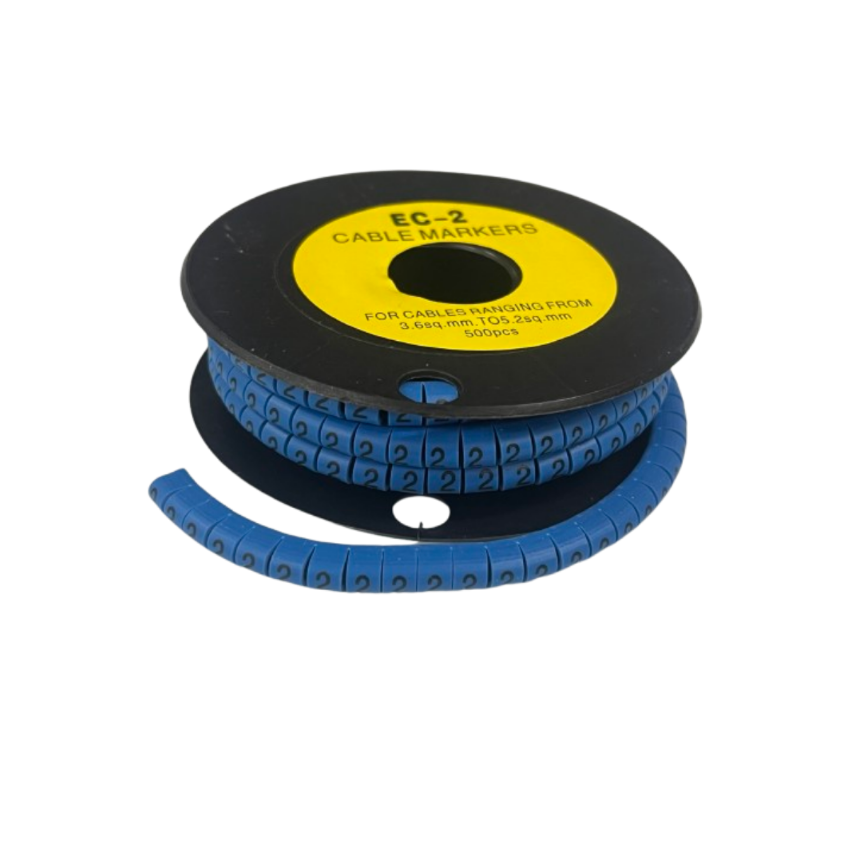 Grippes (2) Cable Marker 3.6mm to 5.2mm Color Blue 1roll 500pcs EC-2B Wire Tagging