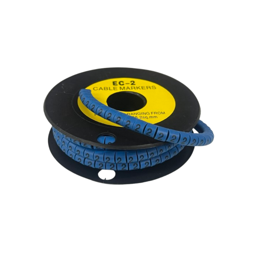 Grippes (2) Cable Marker 3.6mm to 5.2mm Color Blue 1roll 500pcs EC-2B Wire Tagging