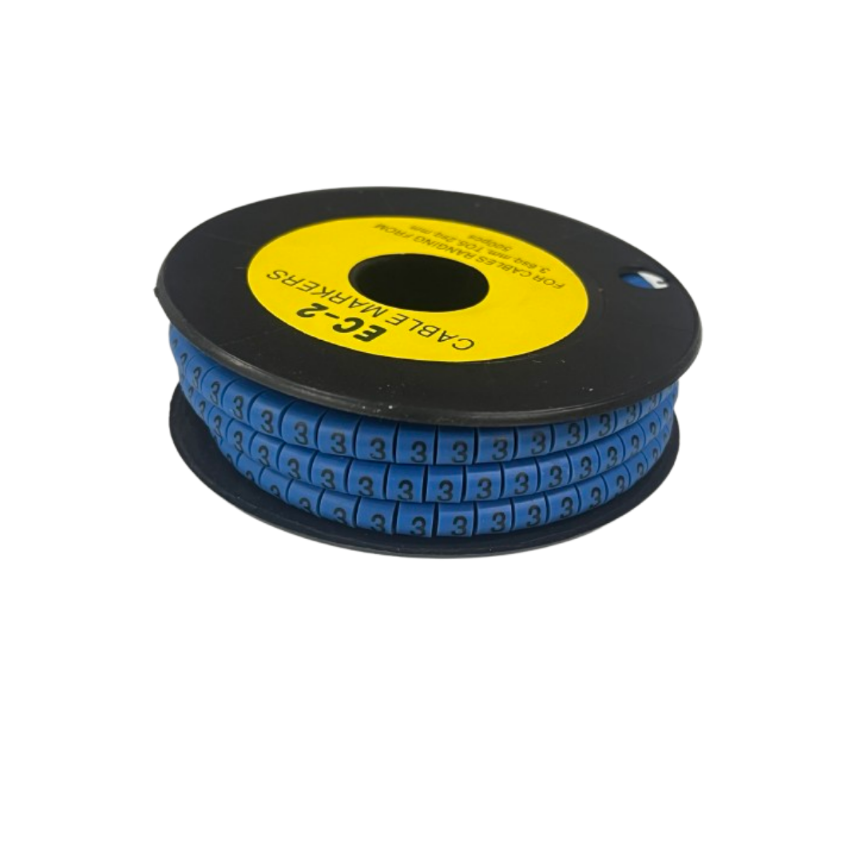 Grippes (3) Cable Marker 3.6mm to 5.2mm Color Blue 1roll 500pcs EC-2B Wire Tagging