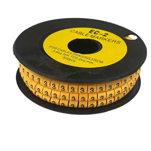 Grippes (3) Cable Marker 3.6mm to 5.2mm Color Yellow 1roll 500pcs) EC-2Y