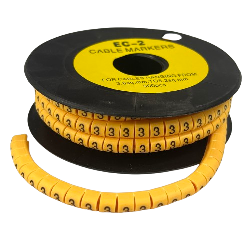 Grippes (3) Cable Marker 3.6mm to 5.2mm Color Yellow 1roll 500pcs) EC-2Y