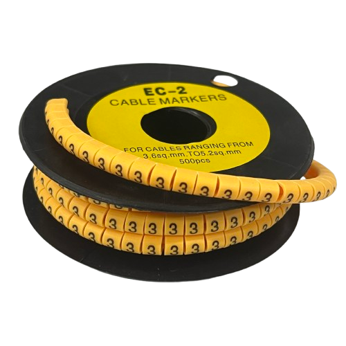 Grippes (3) Cable Marker 3.6mm to 5.2mm Color Yellow 1roll 500pcs) EC-2Y