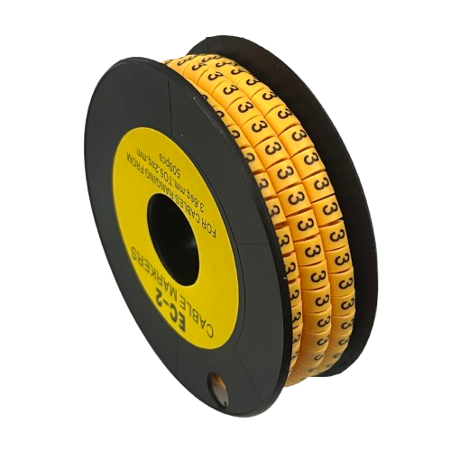 Grippes (3) Cable Marker 3.6mm to 5.2mm Color Yellow 1roll 500pcs) EC-2Y