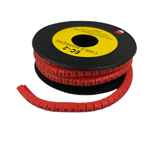 Grippes (3) Cable Marker 3.6mm to 5.2mm 500pcs per Roll Red