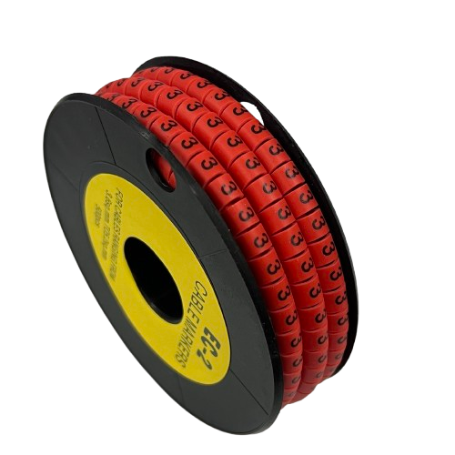 Grippes (3) Cable Marker 3.6mm to 5.2mm 500pcs per Roll Red