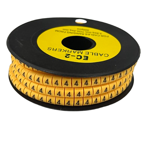 Grippes (4) Cable Marker 3.6mm to 5.2mm Color Yellow 1roll 500pcs) EC-2Y