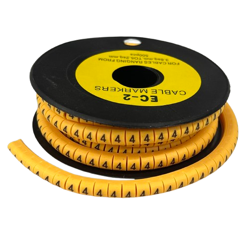 Grippes (4) Cable Marker 3.6mm to 5.2mm Color Yellow 1roll 500pcs) EC-2Y