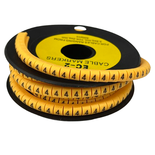 Grippes (4) Cable Marker 3.6mm to 5.2mm Color Yellow 1roll 500pcs) EC-2Y
