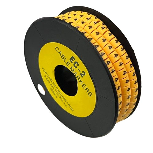 Grippes (4) Cable Marker 3.6mm to 5.2mm Color Yellow 1roll 500pcs) EC-2Y