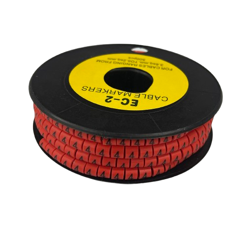 Grippes (4) Cable Marker 3.6mm to 5.2mm 500pcs per Roll Red