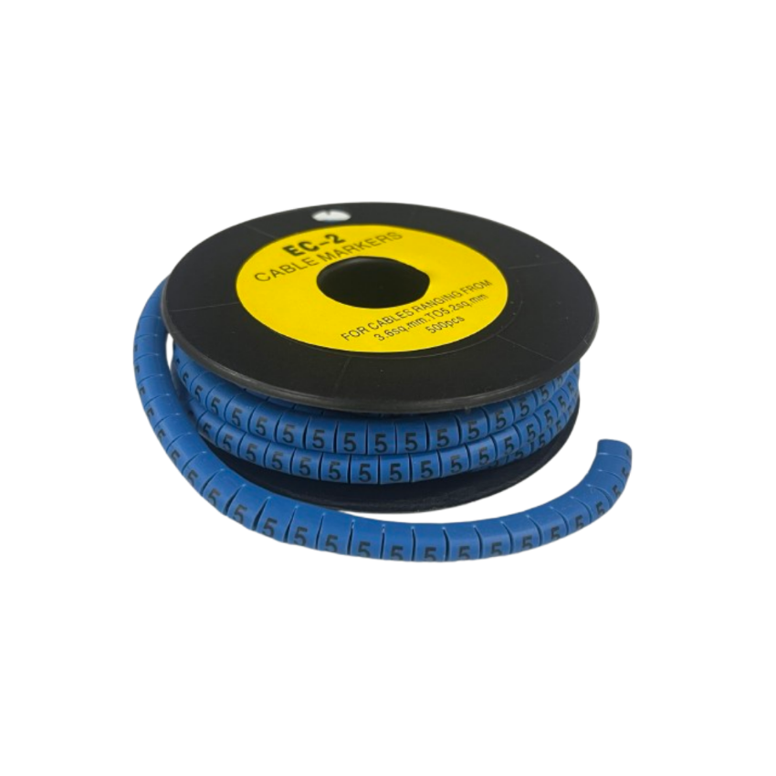 Grippes (5) Cable Marker 3.6mm to 5.2mm Color Blue 1roll 500pcs EC-2B Wire Tagging