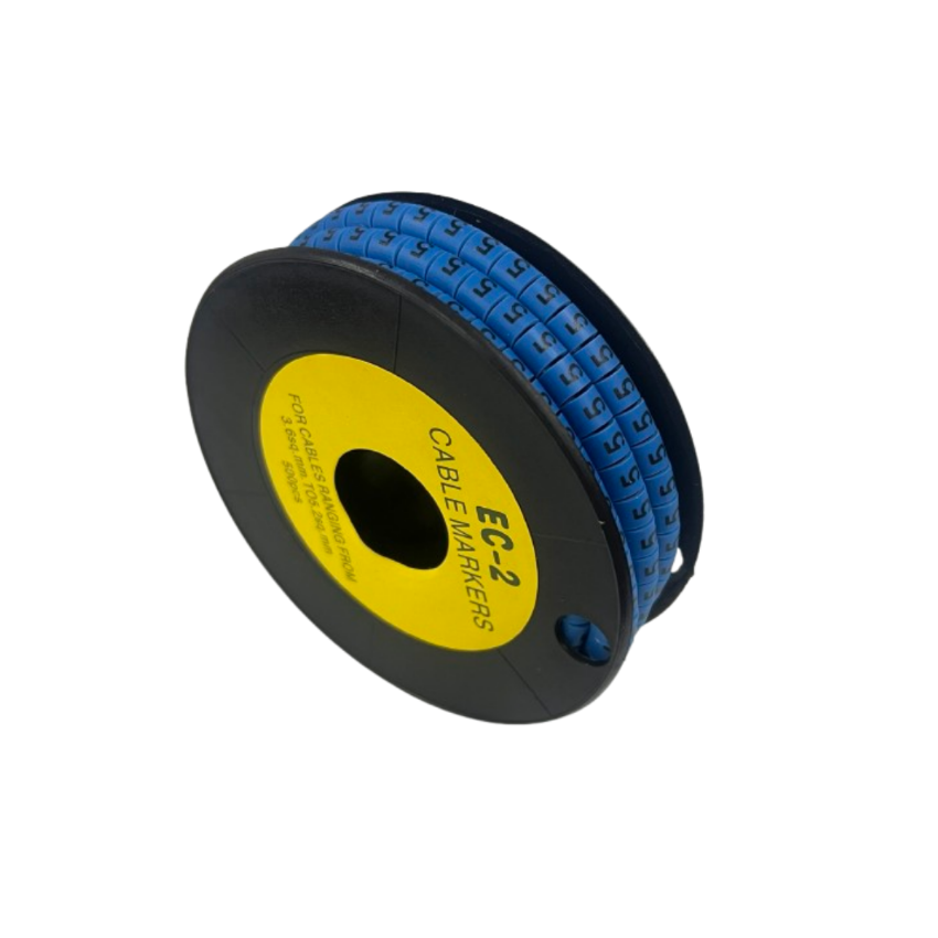 Grippes (5) Cable Marker 3.6mm to 5.2mm Color Blue 1roll 500pcs EC-2B Wire Tagging