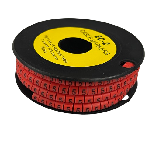 Grippes (5) Cable Marker 3.6mm to 5.2mm 500pcs per Roll Red