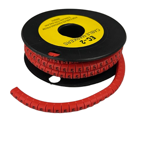 Grippes (5) Cable Marker 3.6mm to 5.2mm 500pcs per Roll Red