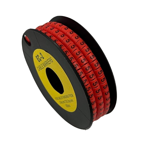 Grippes (5) Cable Marker 3.6mm to 5.2mm 500pcs per Roll Red