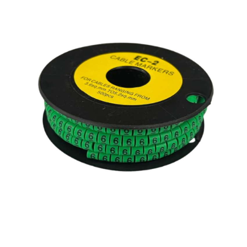Grippes (6) Cable Marker 3.6mm to 5.2mm 500pcs EC-2G Wire Tagging