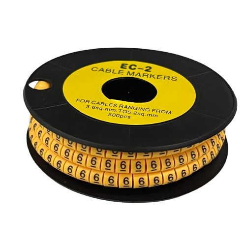 Grippes (6) Cable Marker 3.6mm to 5.2mm Color Yellow 1roll 500pcs) EC-2Y