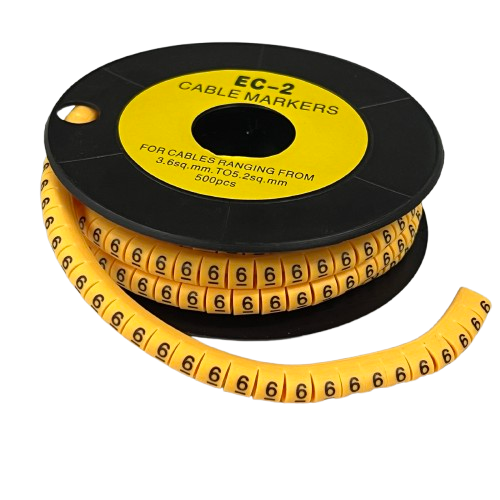 Grippes (6) Cable Marker 3.6mm to 5.2mm Color Yellow 1roll 500pcs) EC-2Y