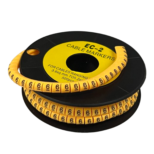 Grippes (6) Cable Marker 3.6mm to 5.2mm Color Yellow 1roll 500pcs) EC-2Y