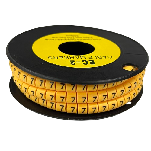 Grippes (7) Cable Marker 3.6mm to 5.2mm Color Yellow 1roll 500pcs) EC-2Y