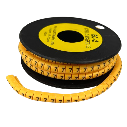 Grippes (7) Cable Marker 3.6mm to 5.2mm Color Yellow 1roll 500pcs) EC-2Y