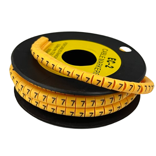 Grippes (7) Cable Marker 3.6mm to 5.2mm Color Yellow 1roll 500pcs) EC-2Y