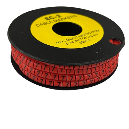 Grippes (7) Cable Marker 3.6mm to 5.2mm 500pcs per Roll Red