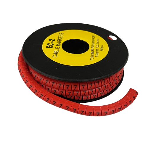 Grippes (7) Cable Marker 3.6mm to 5.2mm 500pcs per Roll Red