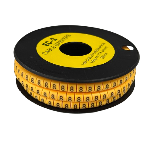 Grippes (8) Cable Marker 3.6mm to 5.2mm Color Yellow 1roll 500pcs) EC-2Y