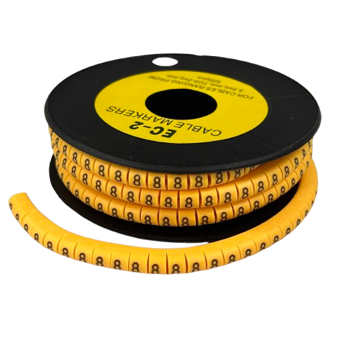 Grippes (8) Cable Marker 3.6mm to 5.2mm Color Yellow 1roll 500pcs) EC-2Y