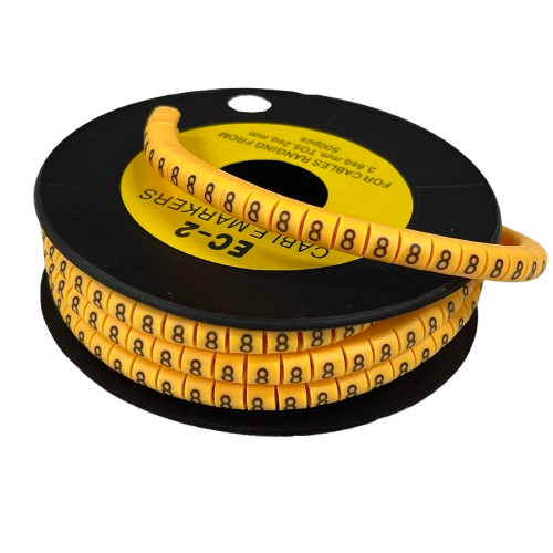 Grippes (8) Cable Marker 3.6mm to 5.2mm Color Yellow 1roll 500pcs) EC-2Y