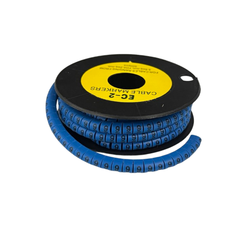 Grippes (9) Cable Marker 3.6mm to 5.2mm Color Blue 1roll 500pcs EC-2B Wire Tagging