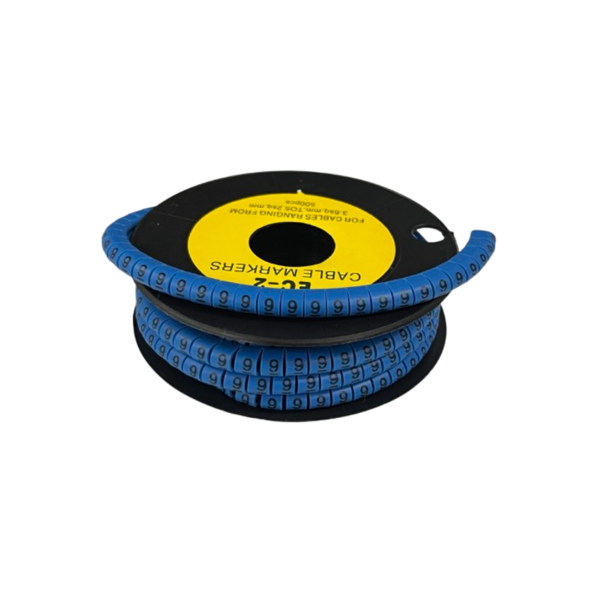 Grippes (9) Cable Marker 3.6mm to 5.2mm Color Blue 1roll 500pcs EC-2B Wire Tagging