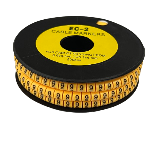 Grippes (9) Cable Marker 3.6mm to 5.2mm Color Yellow 1roll 500pcs) EC-2Y