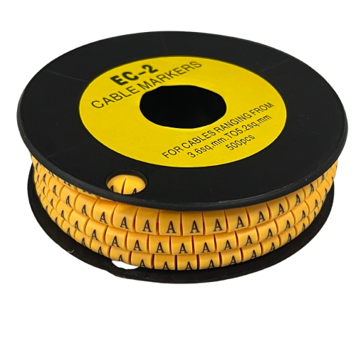Grippes (A) Cable Marker 3.6mm to 5.2mm Color Yellow 1roll 500pcs) EC-2Y
