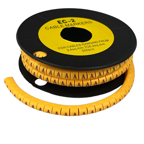 Grippes (A) Cable Marker 3.6mm to 5.2mm Color Yellow 1roll 500pcs) EC-2Y