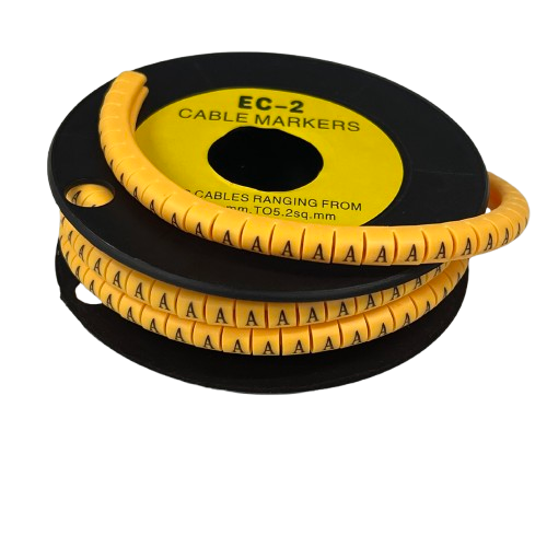 Grippes (A) Cable Marker 3.6mm to 5.2mm Color Yellow 1roll 500pcs) EC-2Y