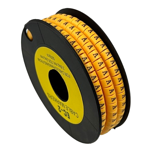 Grippes (A) Cable Marker 3.6mm to 5.2mm Color Yellow 1roll 500pcs) EC-2Y
