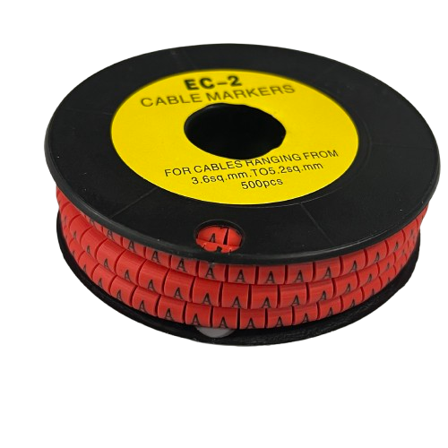 Grippes (A) Cable Marker 3.6mm to 5.2mm 500pcs per Roll Red