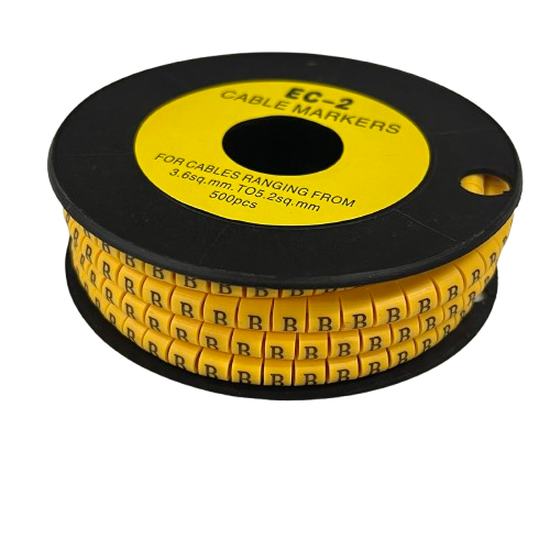 Grippes (B) Cable Marker 3.6mm to 5.2mm Color Yellow 1roll 500pcs) EC-2Y