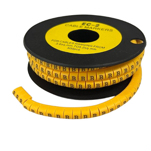 Grippes (B) Cable Marker 3.6mm to 5.2mm Color Yellow 1roll 500pcs) EC-2Y