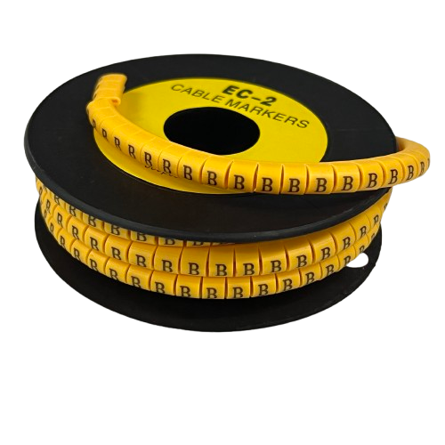 Grippes (B) Cable Marker 3.6mm to 5.2mm Color Yellow 1roll 500pcs) EC-2Y
