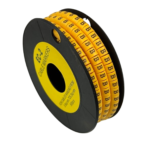 Grippes (B) Cable Marker 3.6mm to 5.2mm Color Yellow 1roll 500pcs) EC-2Y