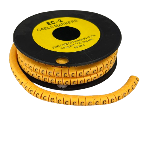 Grippes (C) Cable Marker 3.6mm to 5.2mm Color Yellow 1roll 500pcs) EC-2Y