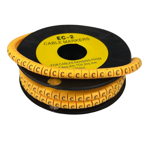 Grippes (C) Cable Marker 3.6mm to 5.2mm Color Yellow 1roll 500pcs) EC-2Y