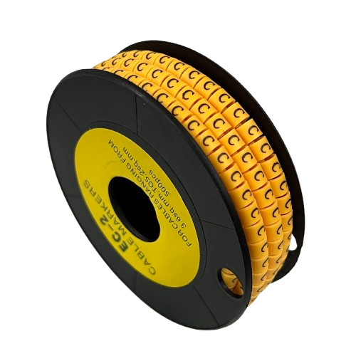 Grippes (C) Cable Marker 3.6mm to 5.2mm Color Yellow 1roll 500pcs) EC-2Y